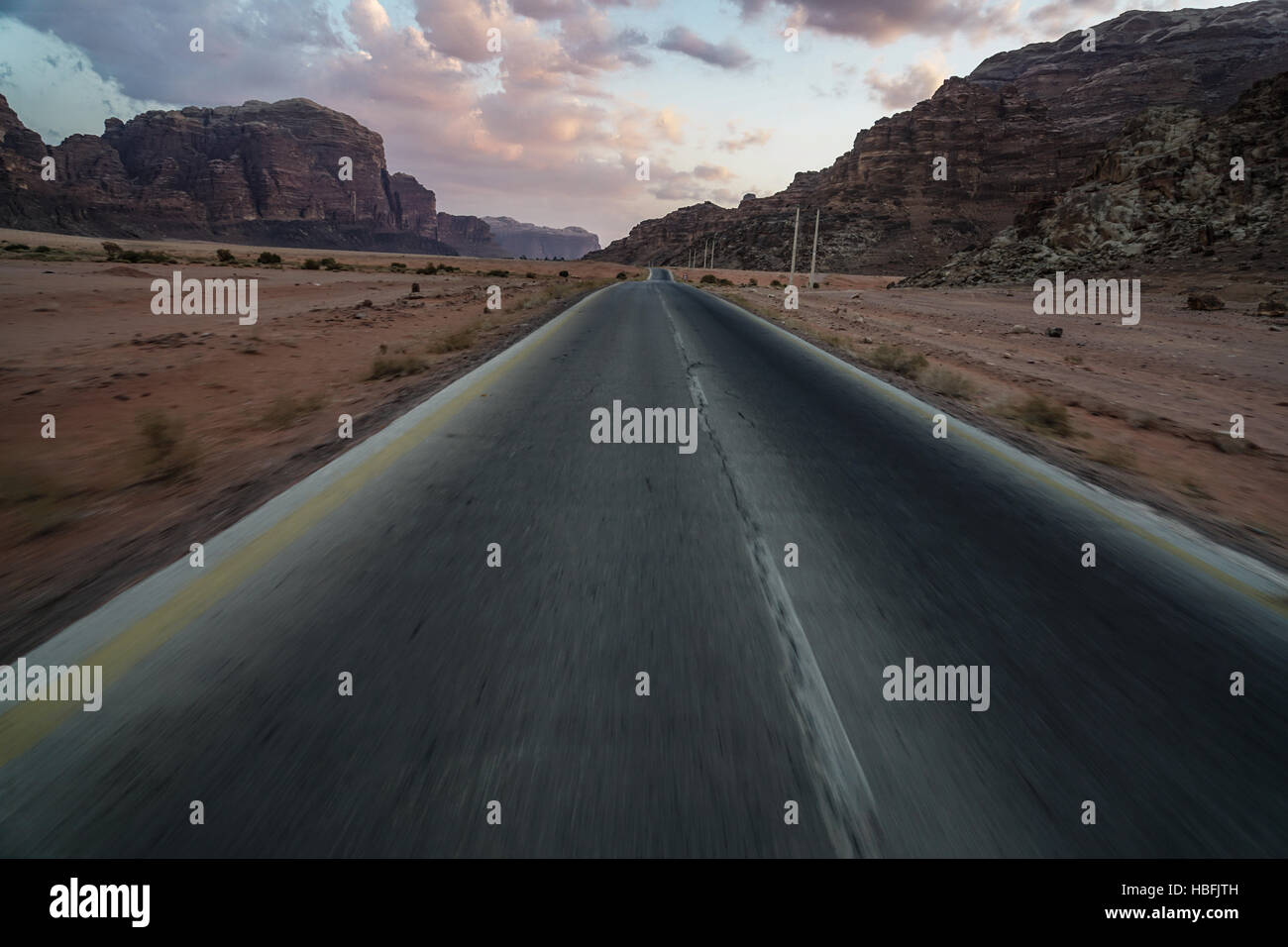 Way to Wadi Rum, Jordan Stock Photo