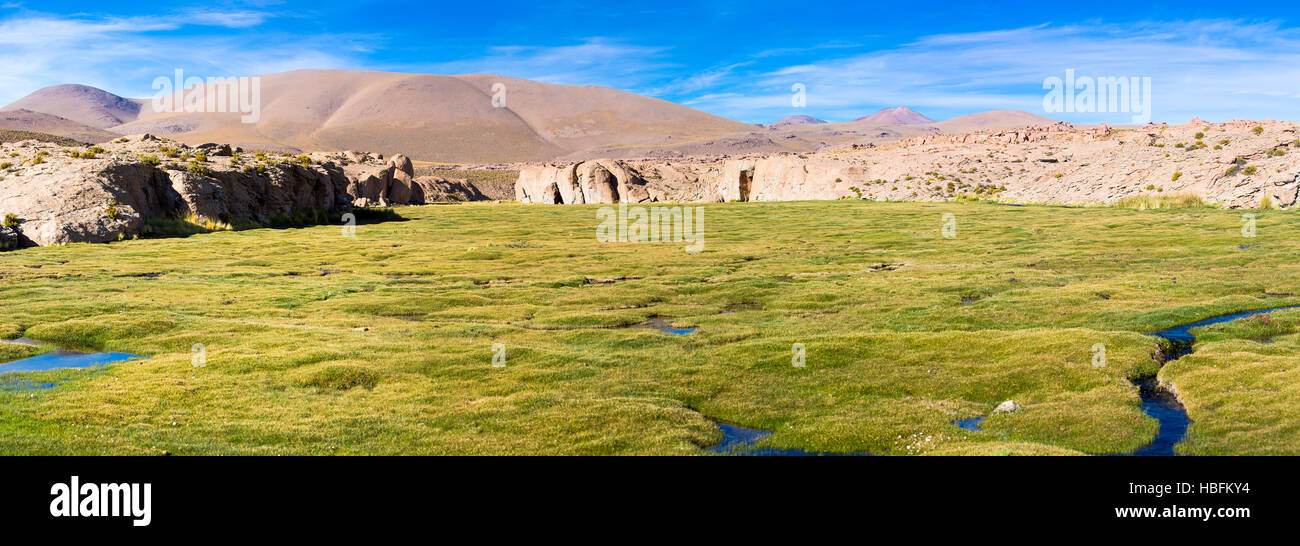 Paradise landscape, lake and strange rock formations, Bolivia Stock Photo