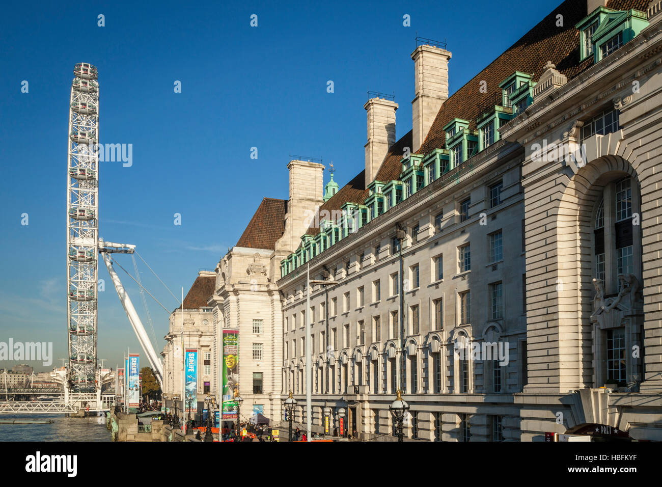 County Hall and The London Eye, London, England Stock Photo - Alamy