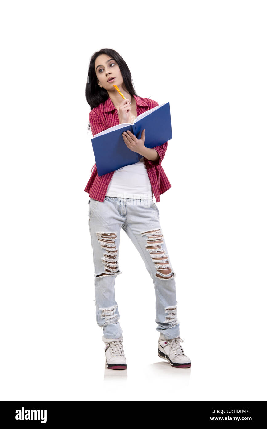 Female high school student studying Cut Out Stock Images & Pictures - Alamy