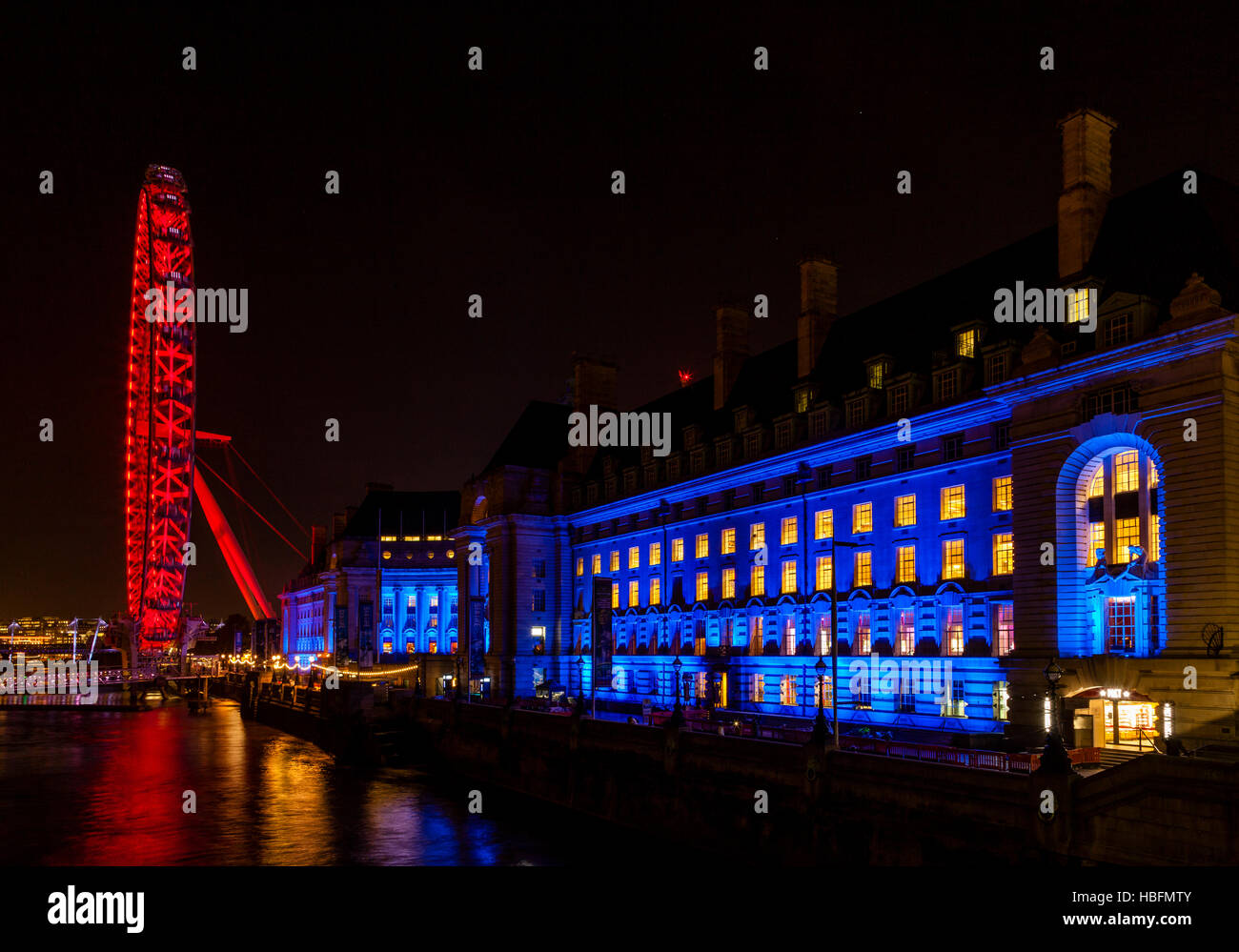 County hall london eye hi-res stock photography and images - Alamy