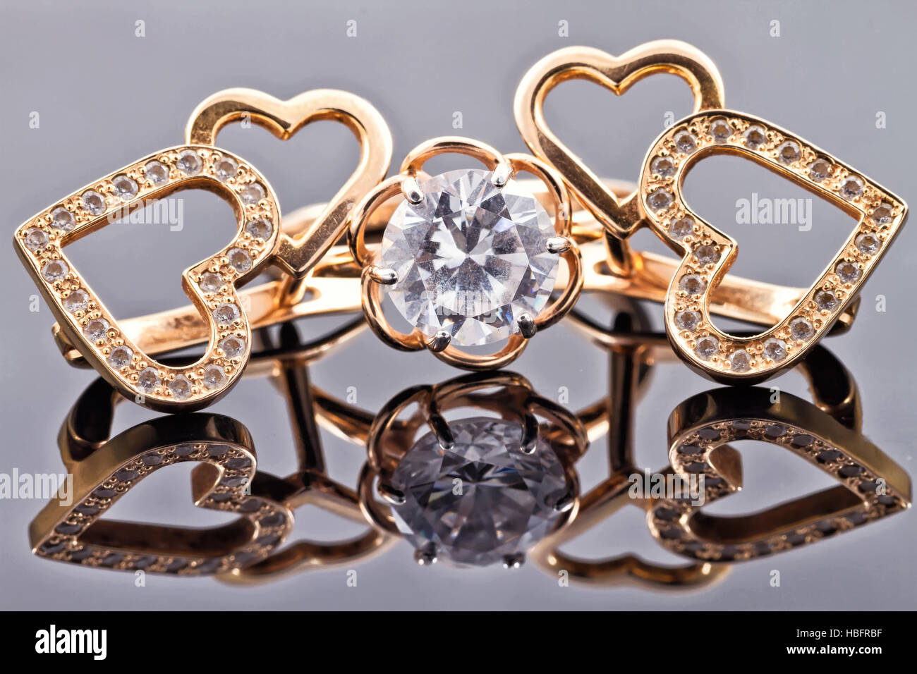 A set of gold jewelry Stock Photo