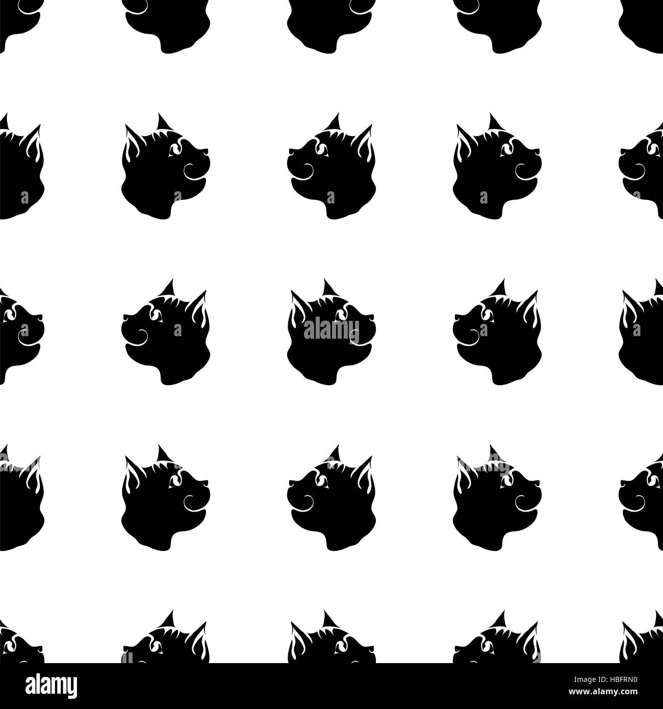 Cat head seamless pattern Black and White Stock Photos & Images - Alamy