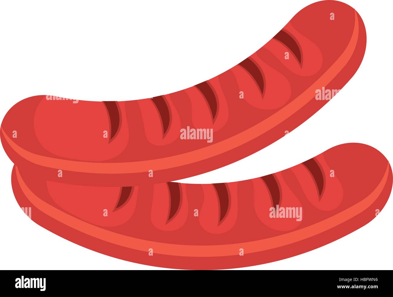 Two delicious pork sausages over white background, vector illustration