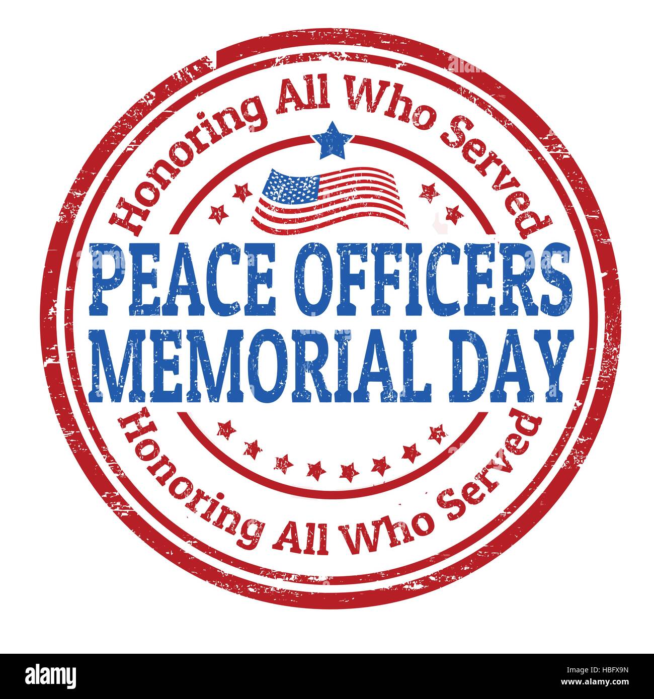 Grunge rubber stamp with the text Peace Officers Memorial Day written inside, vector illustration Stock Vector
