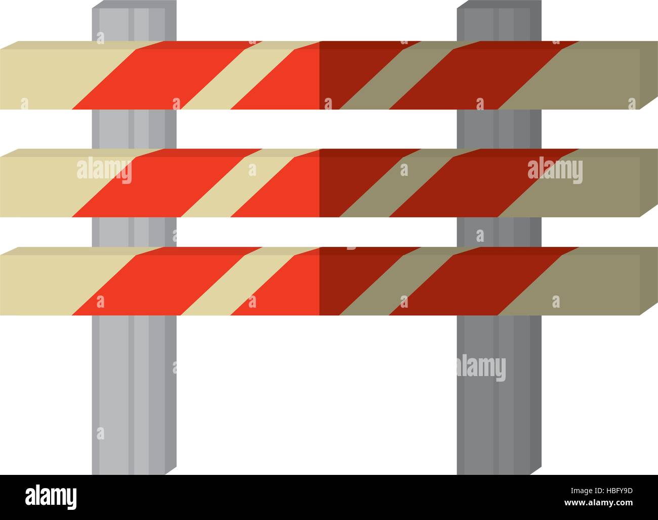 Cartoon Barrier Caution Danger Road Shadow Vector Illustration Eps 10 