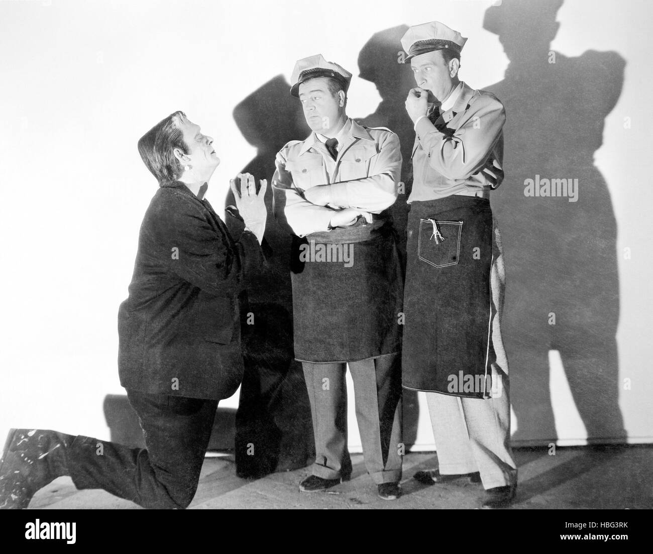 ABBOTT AND COSTELLO MEET FRANKENSTEIN, from left: Glenn Strange, Lou Costello, Bud Abbott, 1948 Stock Photo