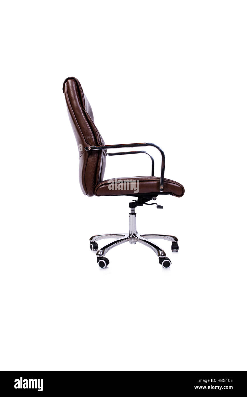 Brown leather office chair isolated on white Stock Photo Alamy