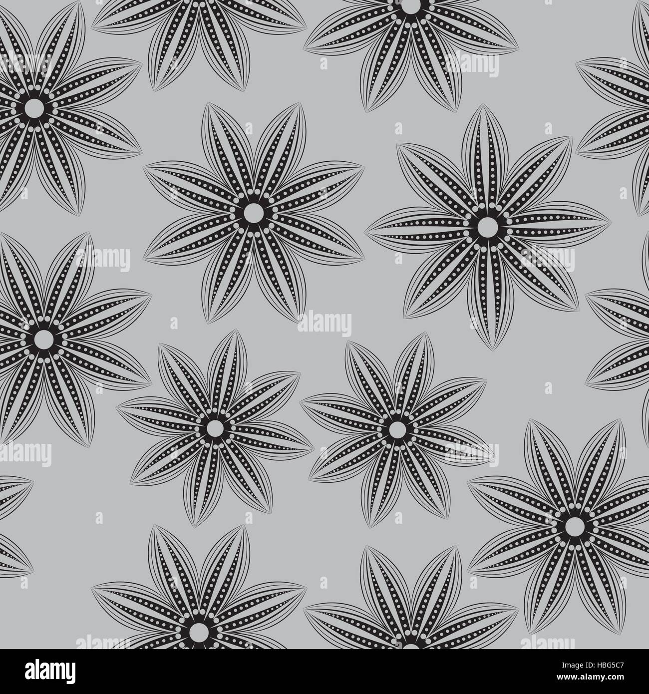 Floral seamless pattern , in the style of hand drawing. Black and white ...