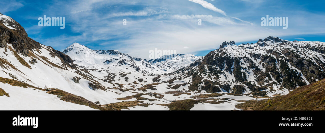 View of Kampspitze and Engelkarspitz, snowy mountain landscape, Rohrmoos Obertal, Schladming Tauern, Schladming, Styria, Austria Stock Photo