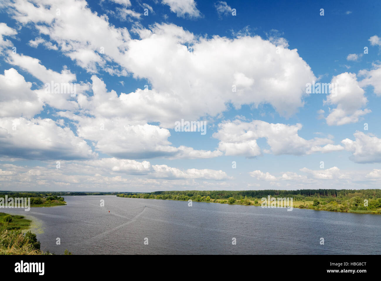 landscape with river and clouds summer day Stock Photo - Alamy