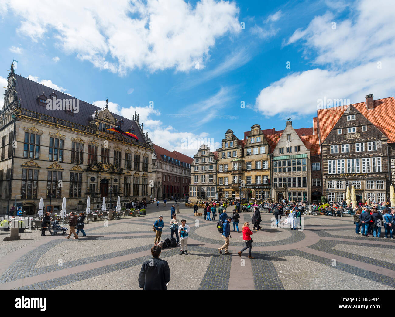 Market in historic centre, Bremen, Germany Stock Photo