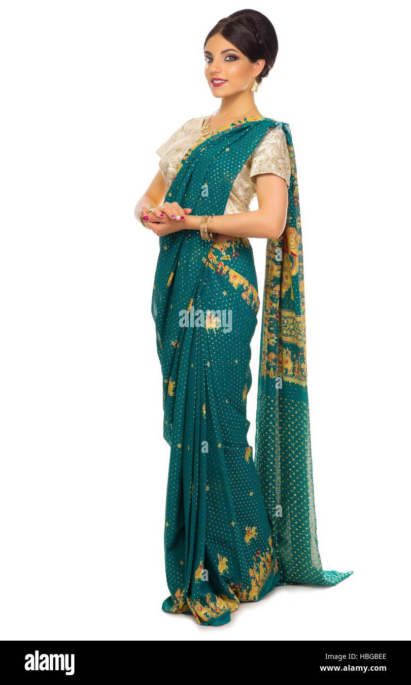Indian woman isolated on white Stock Photo - Alamy