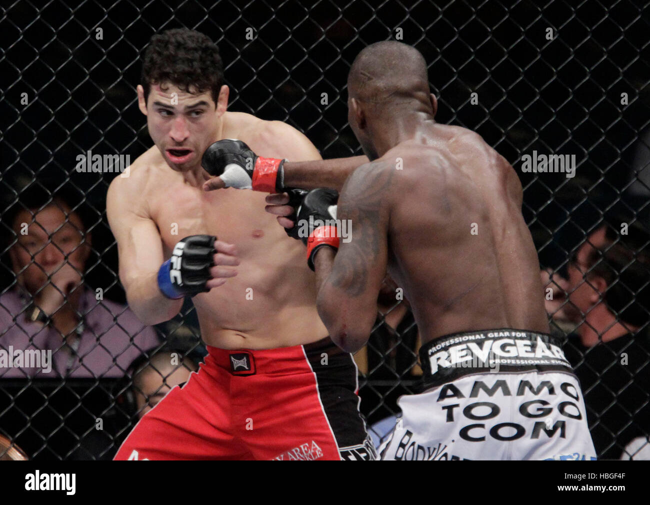 UFC fighter Danny Castillo, left, fights Anthony Njokuani at UFC 141 at the MGM Grand Garden Arena in Las Vegas, Nevada on Friday, December 30, 2011. Photo by Francis Specker Stock Photo