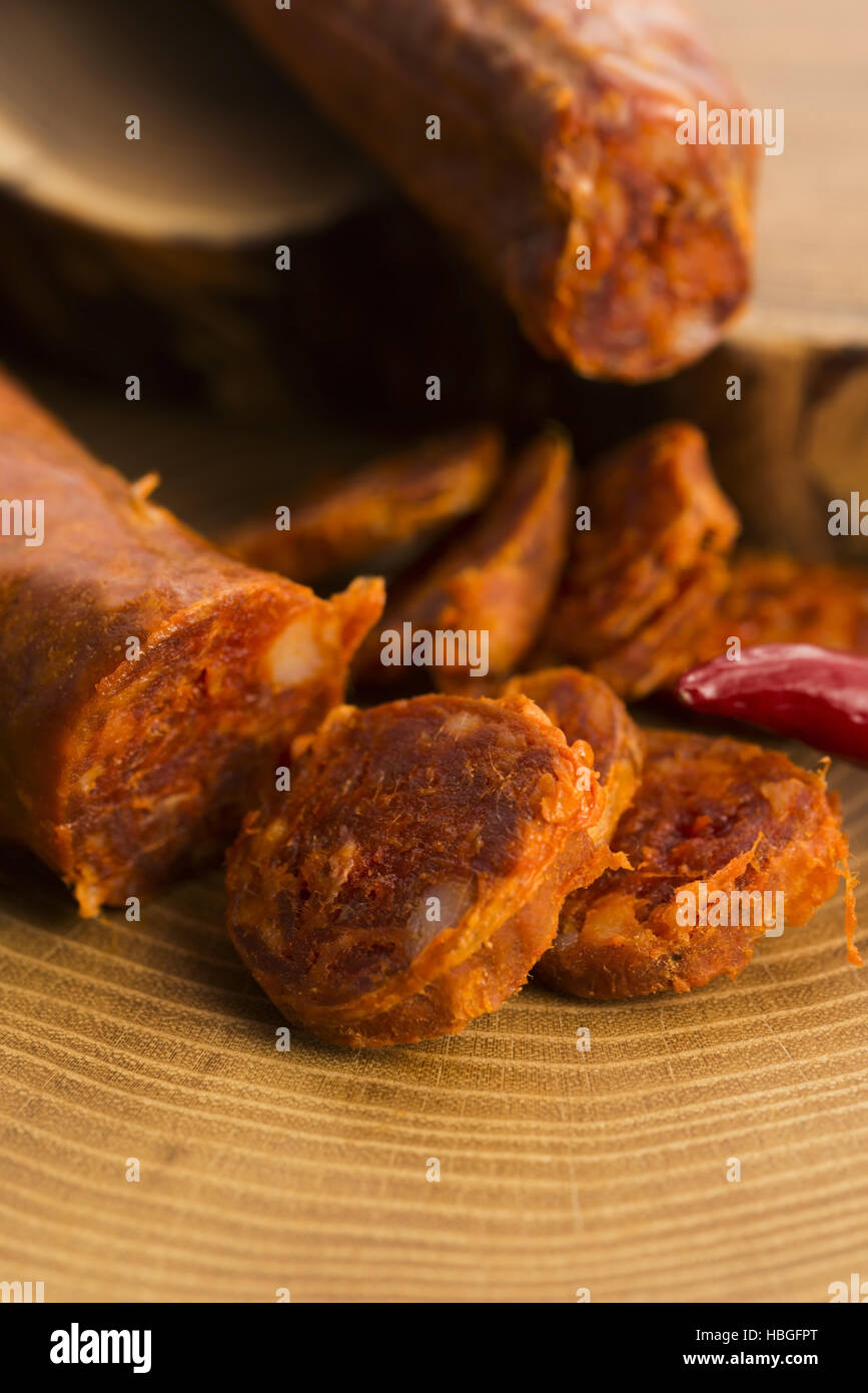 spanish traditional chorizo sausage, with fresh herbs Stock Photo Alamy