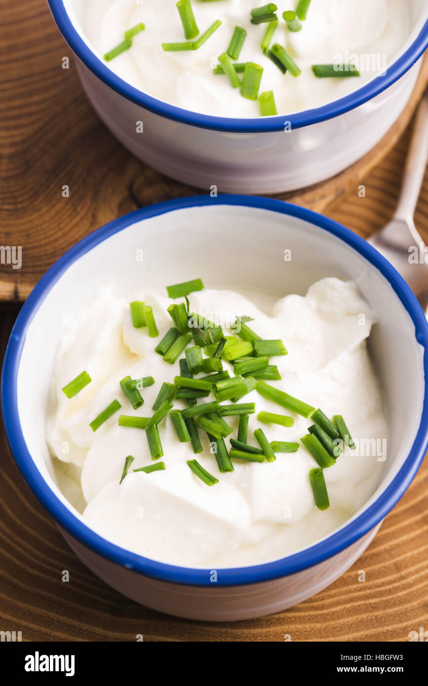 cottage cheese with chives Stock Photo Alamy