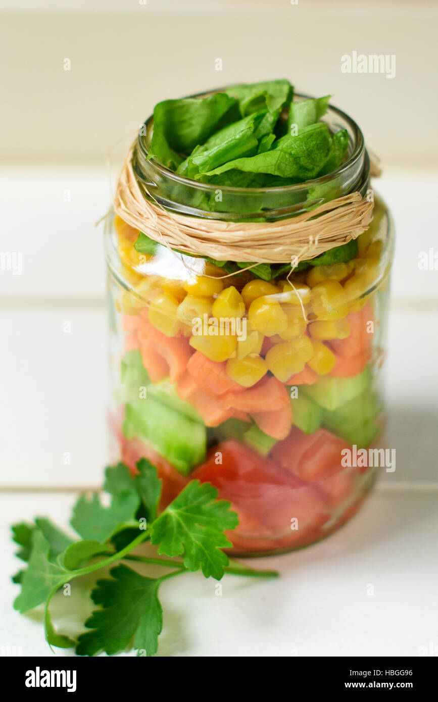 Fresh Salad in a Jar Stock Photo
