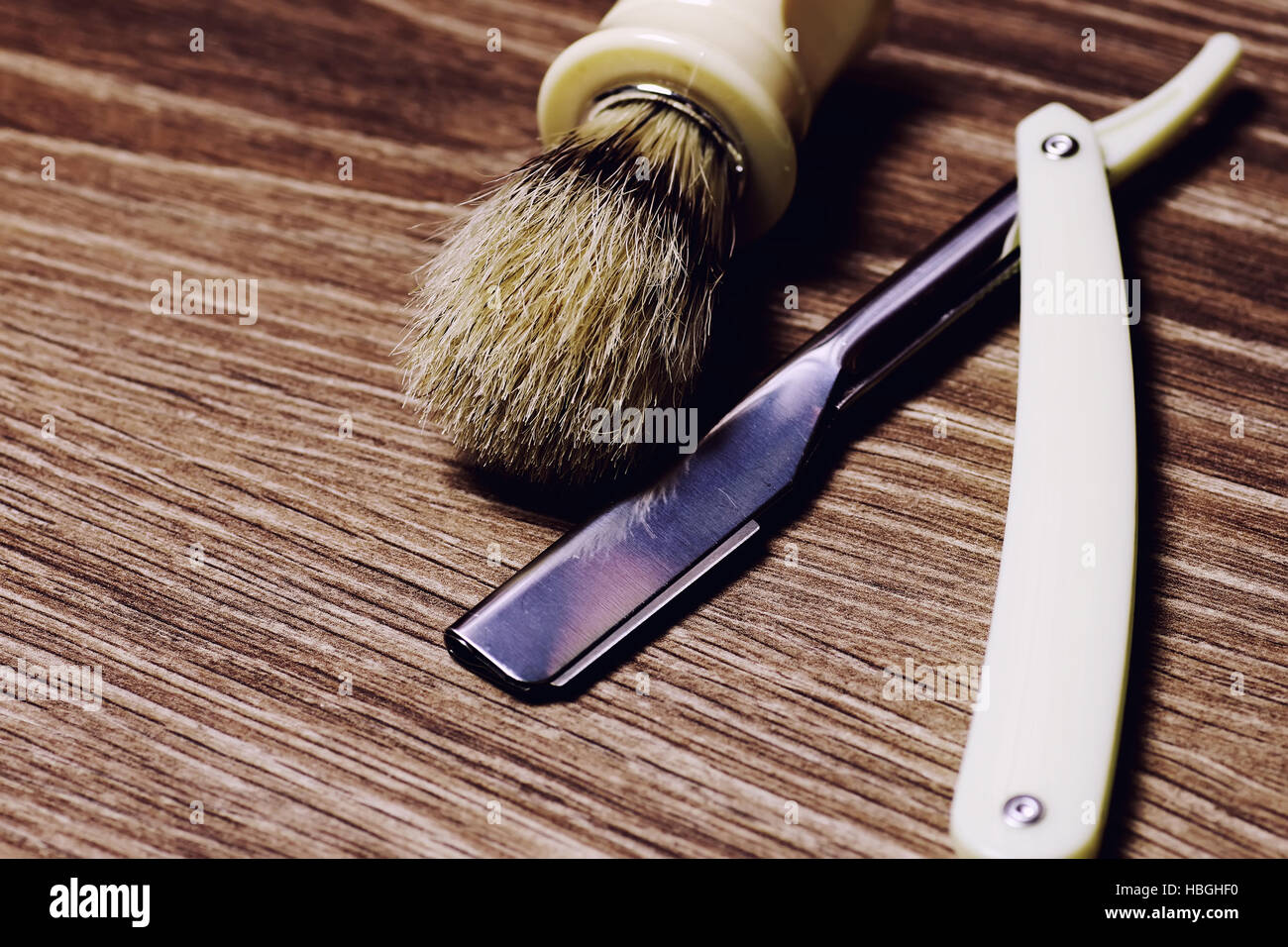 razor sharp soap brush retro Stock Photo Alamy