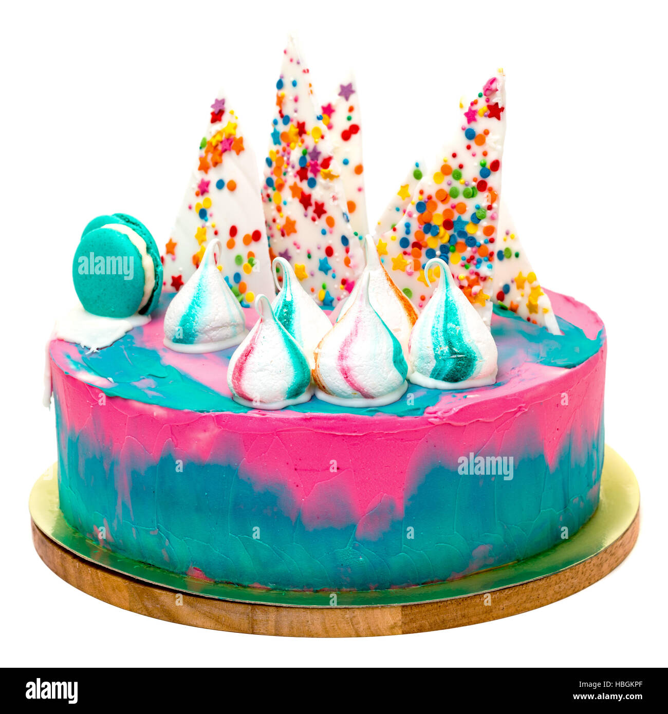 Birthday Vibrant Cake with Colorful Sprinkles Stock Photo