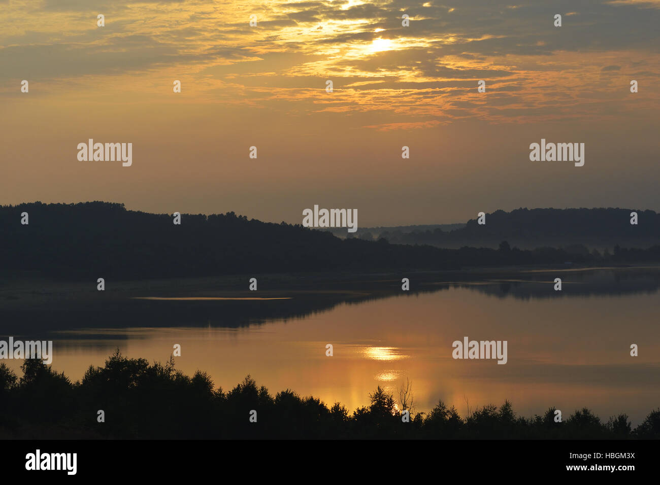 Morning on Lake Berzdorf Stock Photo