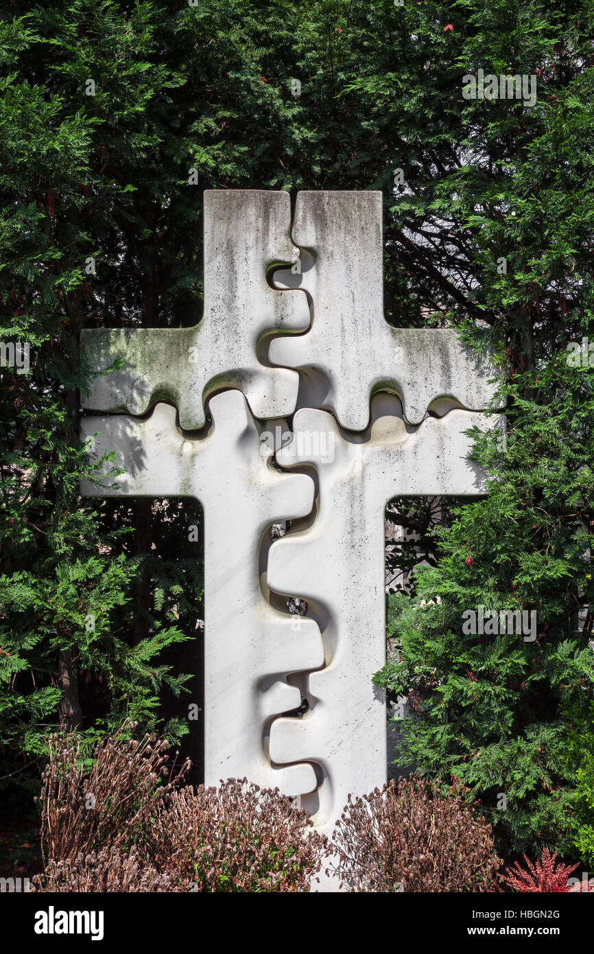 Old Stone Cross in a Graveyard Stock Photo