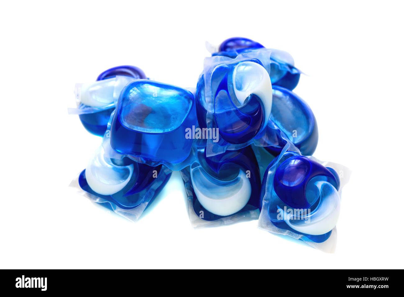 Capsules with laundry detergent. Stock Photo