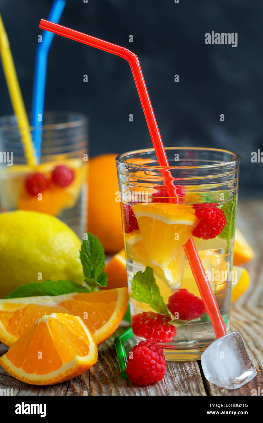Summer fruit refreshments. Stock Photo