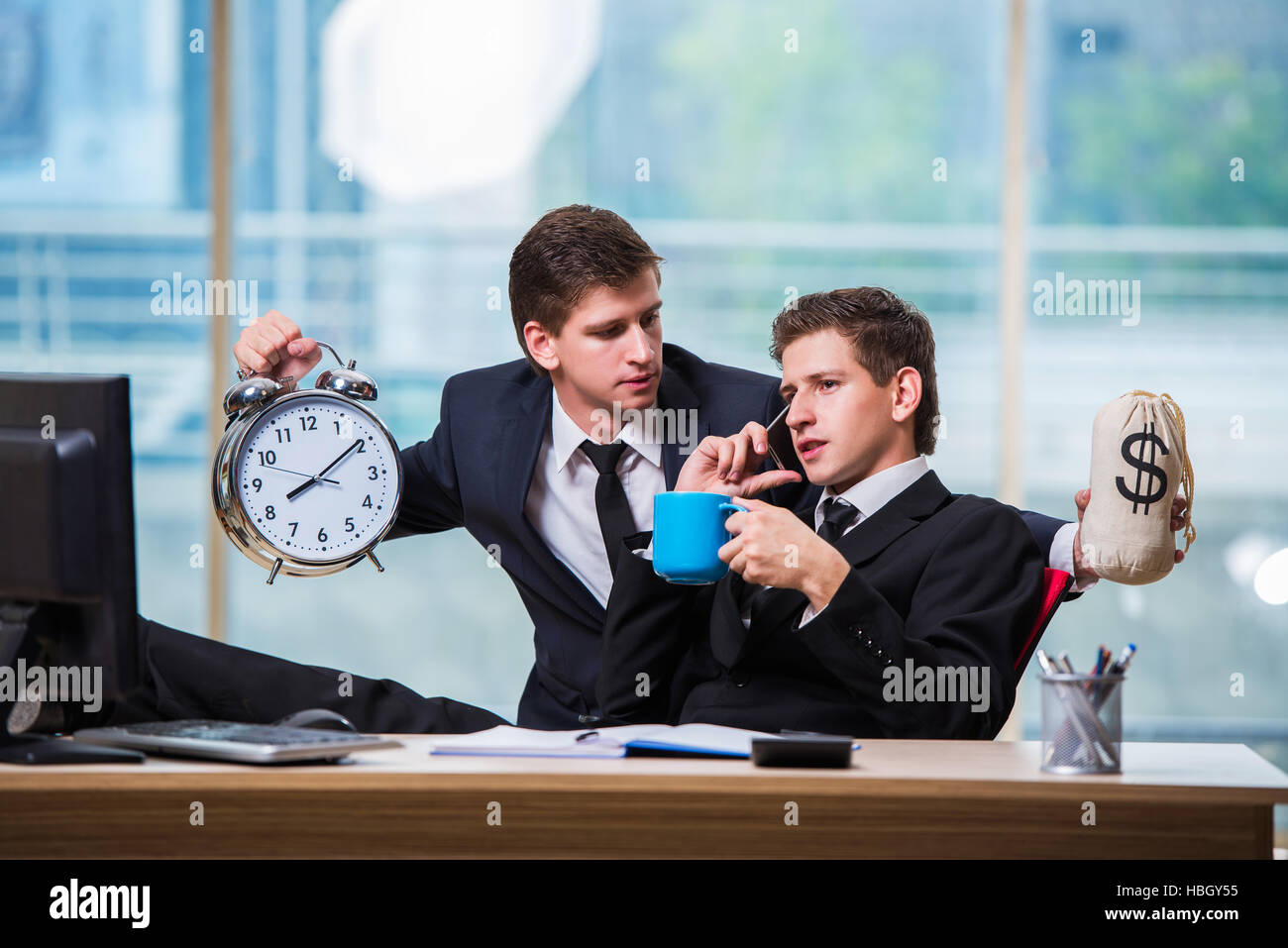 Time is money concept with two businessman Stock Photo - Alamy