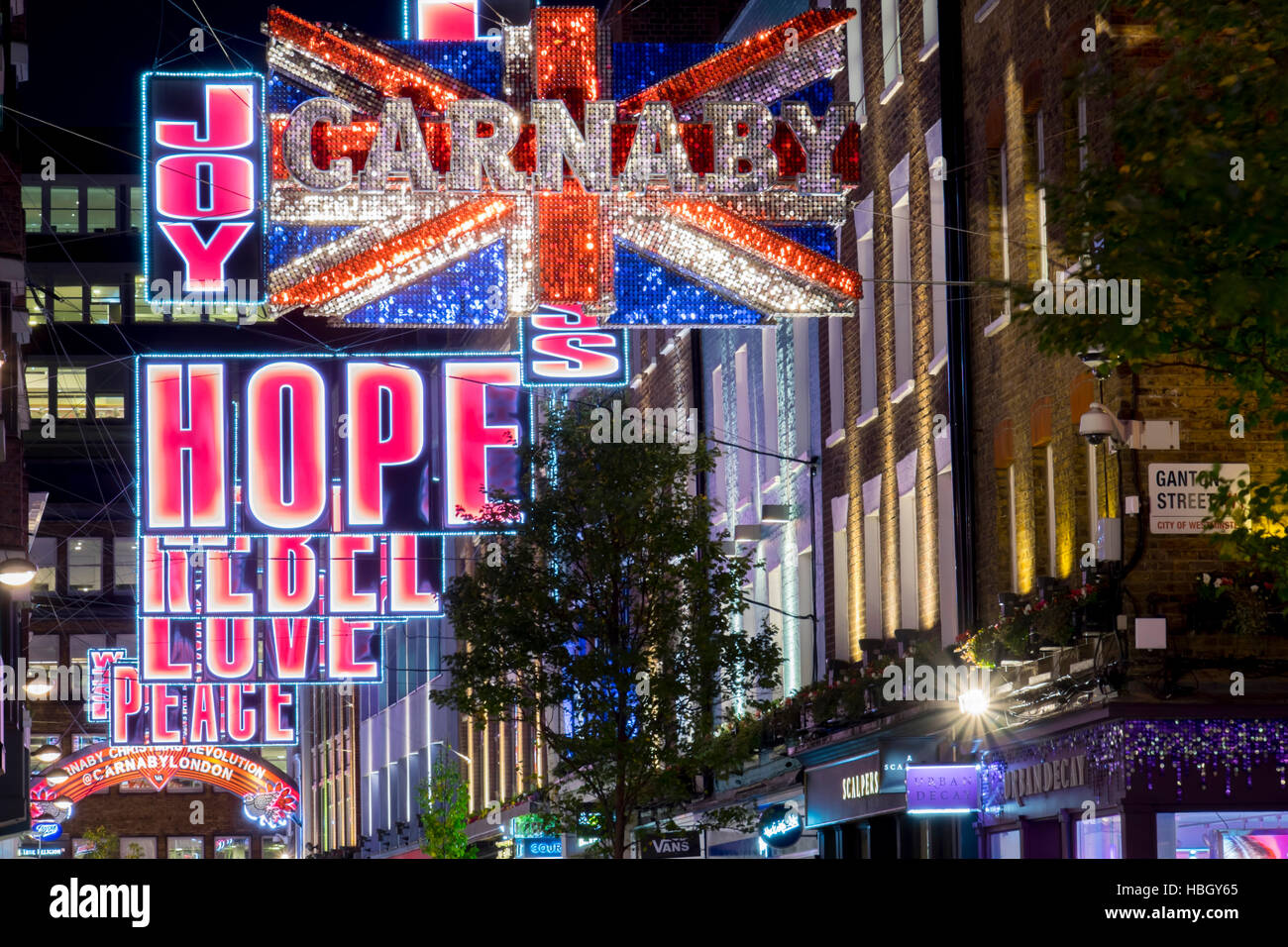 UK, england, london, Christmas lights Carnaby St Stock Photo Alamy