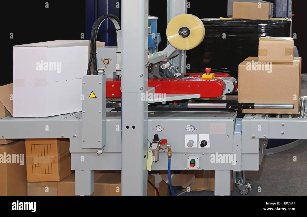 Carton Sealing Machine Stock Photo
