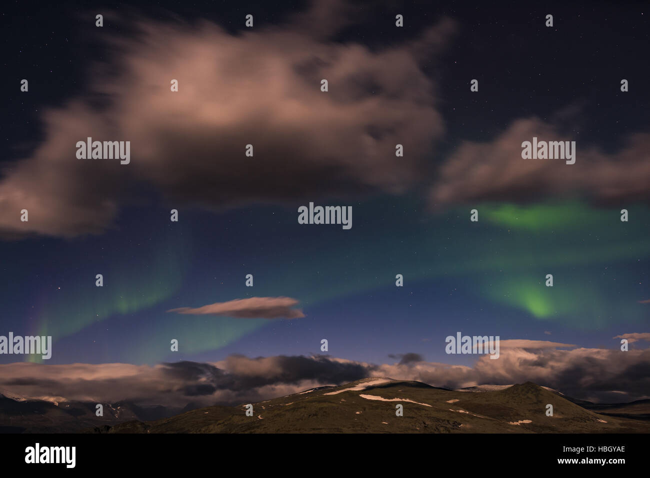 Northern lights, Rapa Valley, Lapland, Sweden Stock Photo