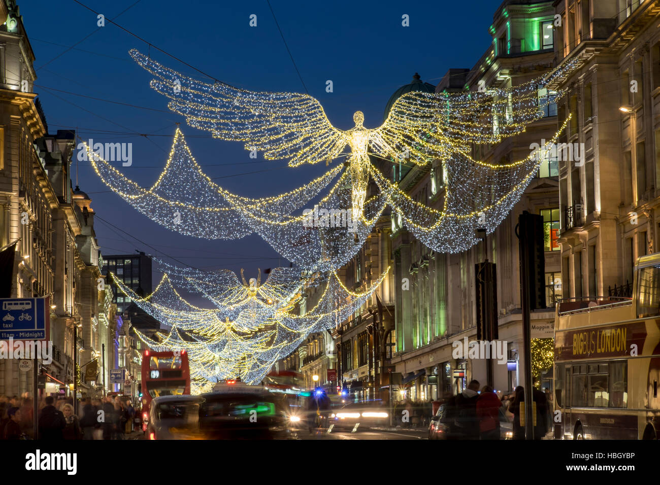 UK, england, london, Christmas lights Regent St 2016 Stock Photo