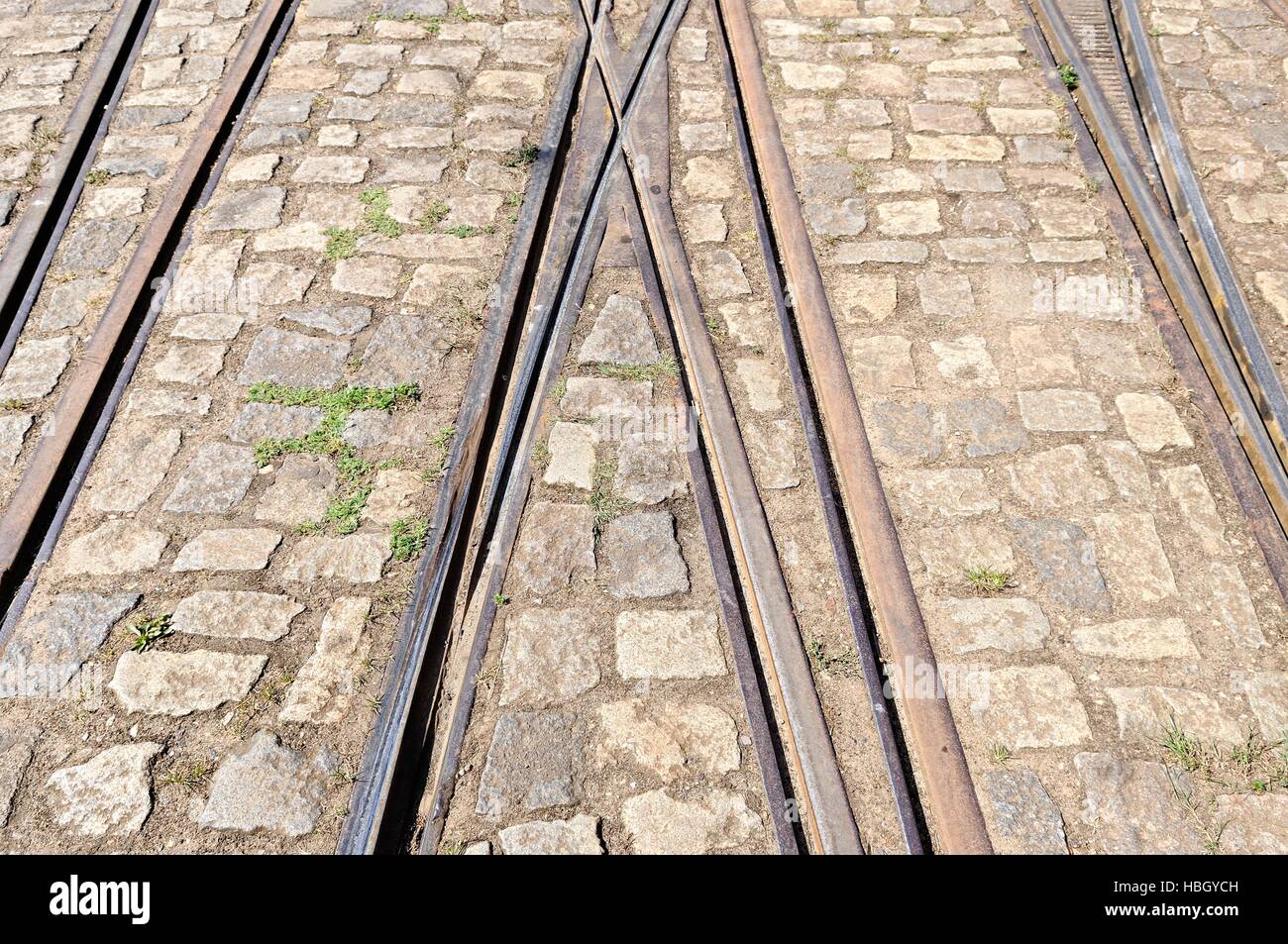 Railway tracks crossing each other Stock Photo Alamy