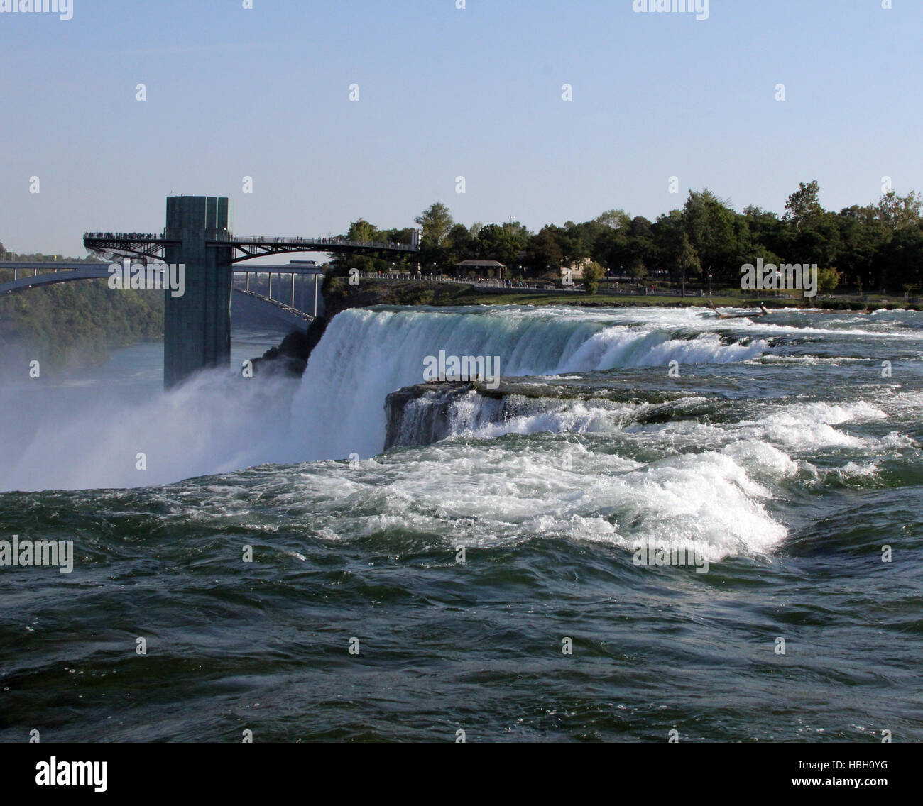 Niagara Falls from the American side with Prospect Point observation tower at Niagara Falls State Park Stock Photo