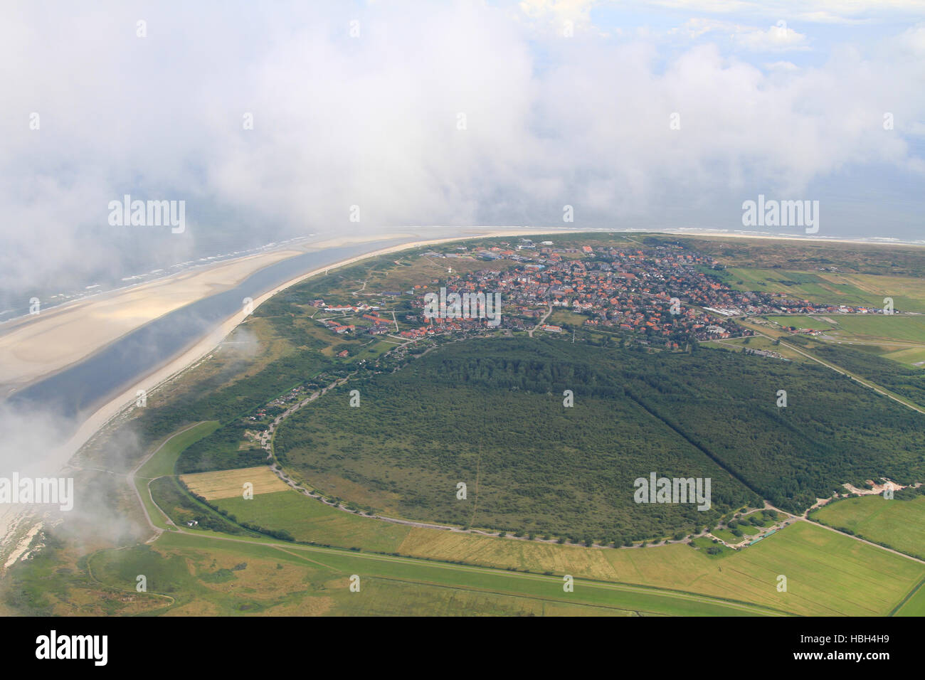 Aerial shot Langeoog Is., Germany Stock Photo