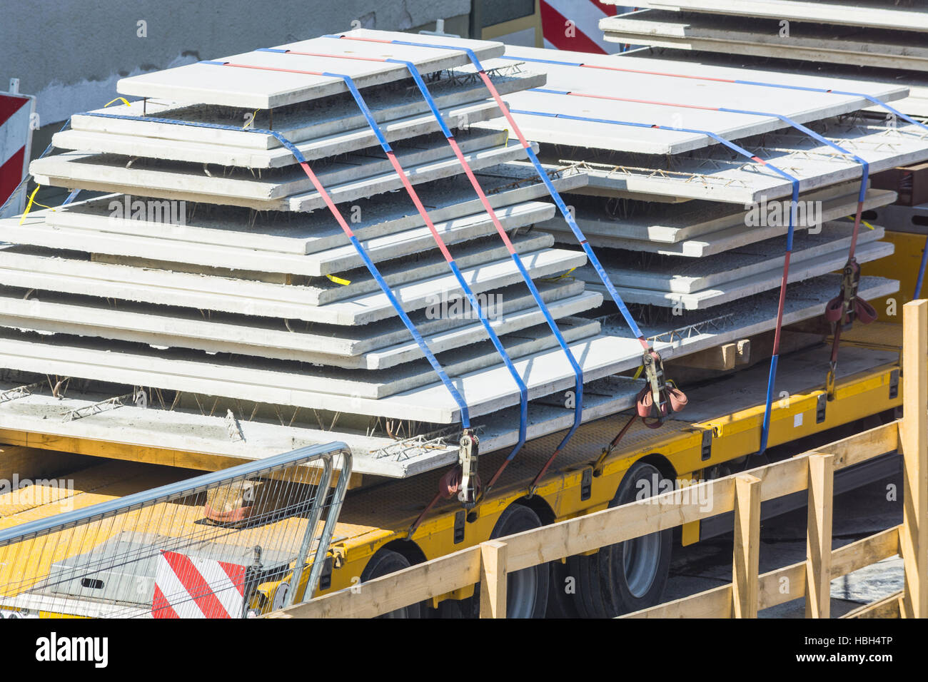 Big truck with flatbed trailer Stock Photo - Alamy