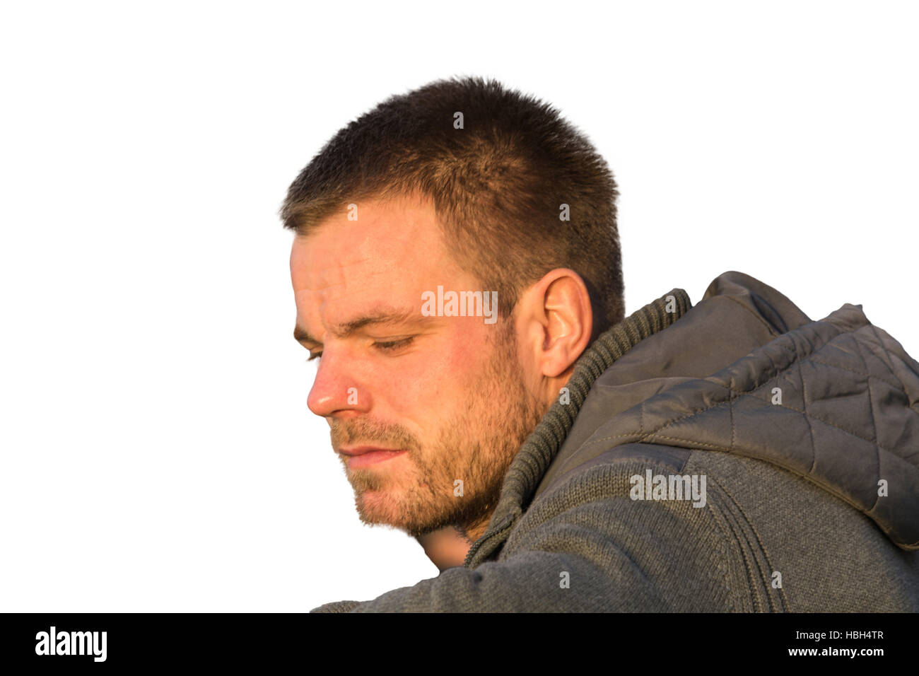 Men Portrait against white background. Stock Photo
