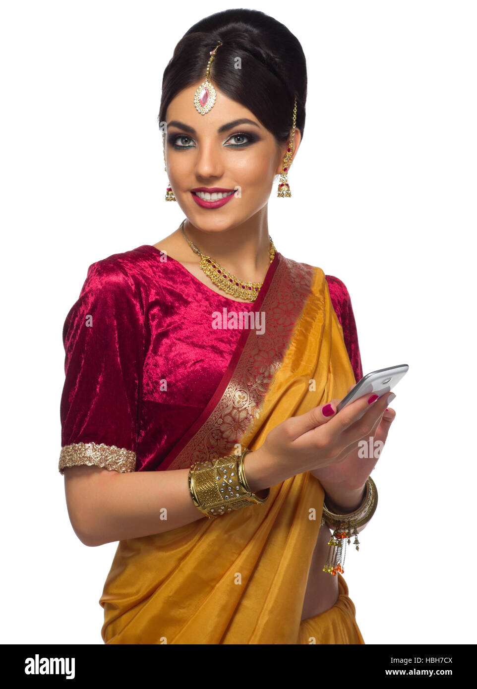 Indian woman isolated on white Stock Photo - Alamy