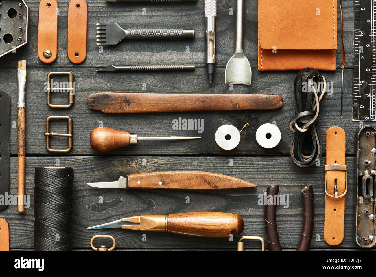 Leather crafting tools Stock Photo - Alamy