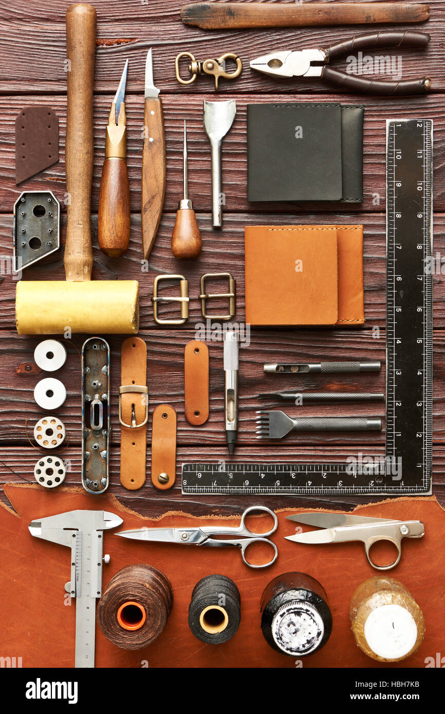 Leather crafting tools Stock Photo Alamy