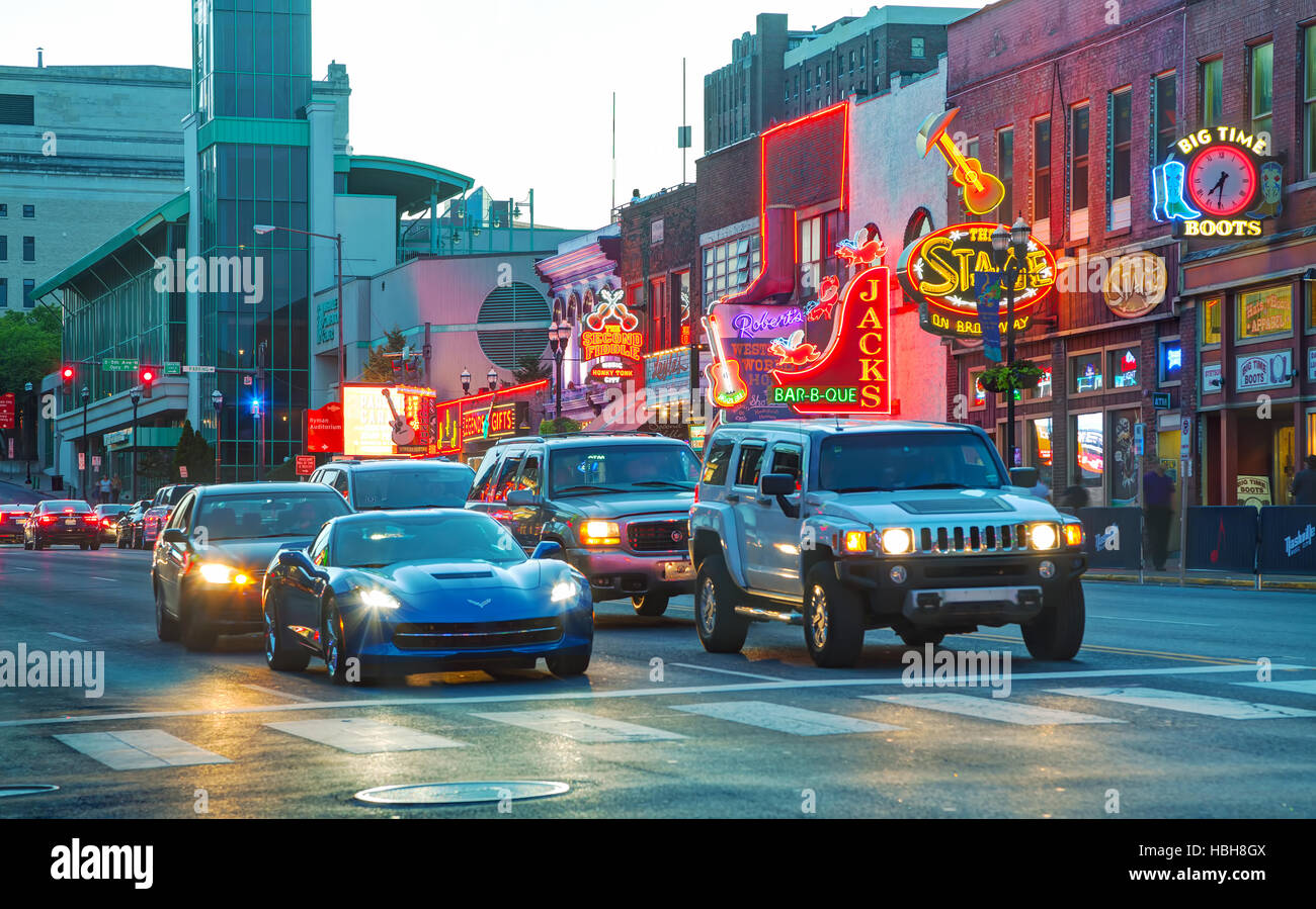 Downtown Nashville at night Stock Photo