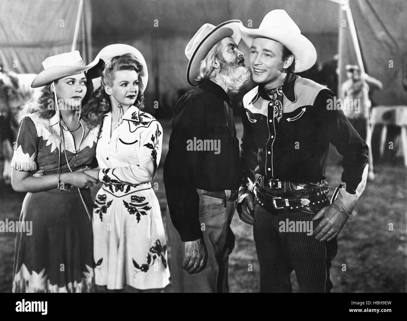 BELLS OF ROSARITA, from left: Adele Mara, Dale Evans, Gabby Hayes, Roy ...