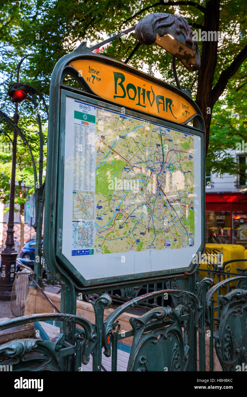 Bolivar Metro Station in Paris, France Stock Photo Alamy