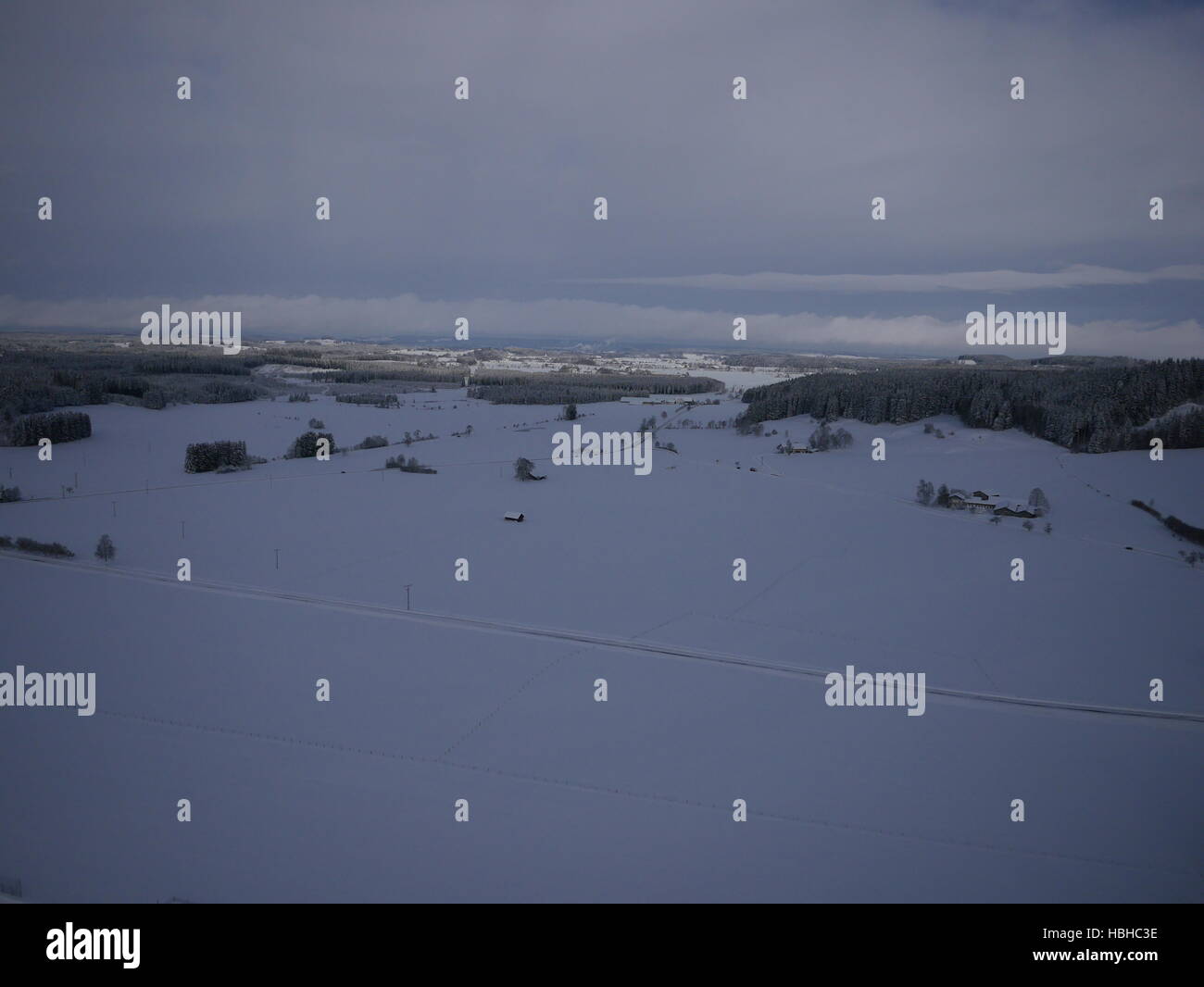 aerial photo of village in winter Stock Photo - Alamy