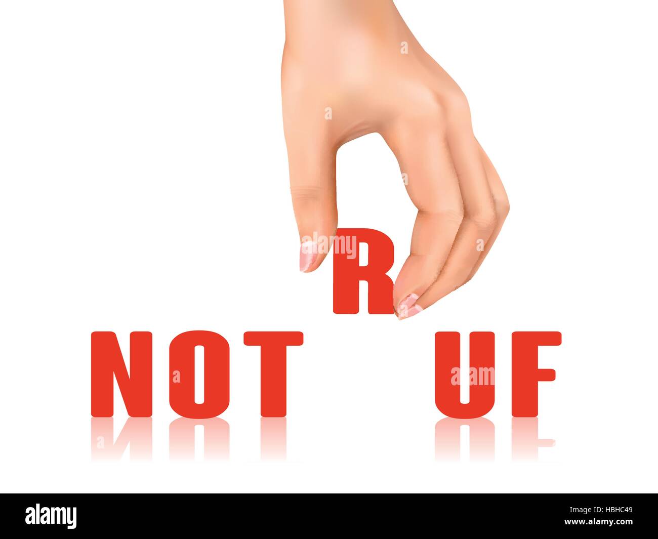 emergency call words in German taken away by hand over white background