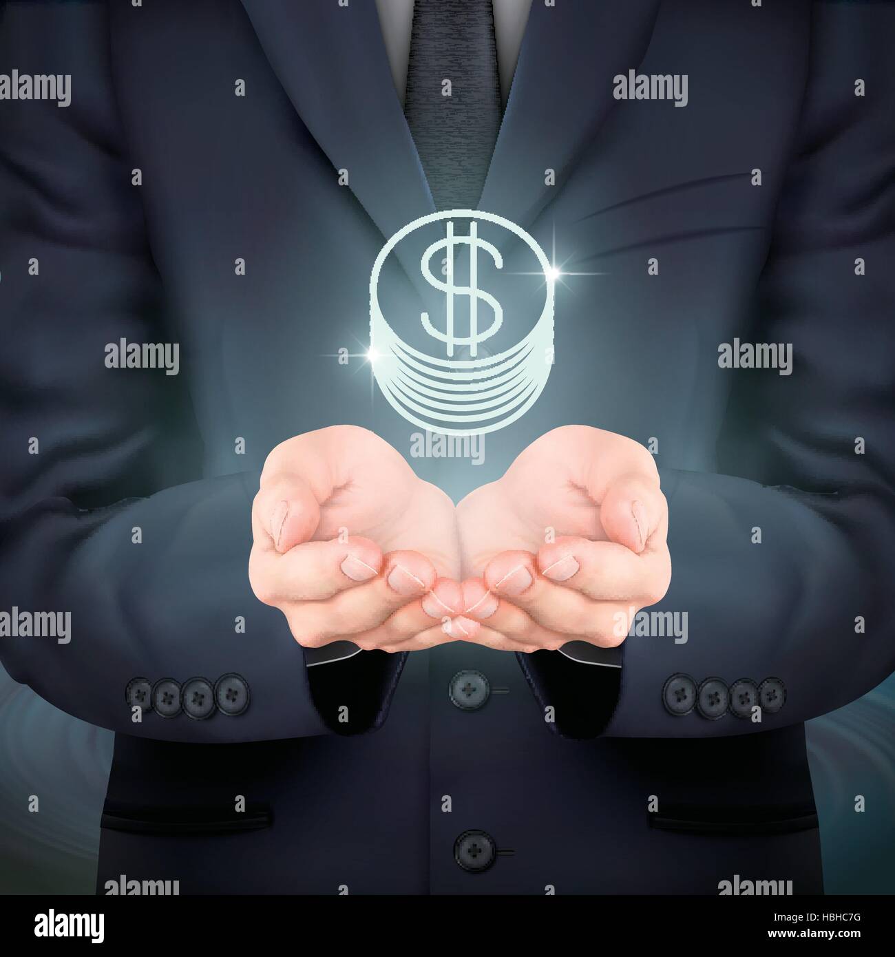 close-up look at businessman holding coin icon Stock Vector Image & Art ...