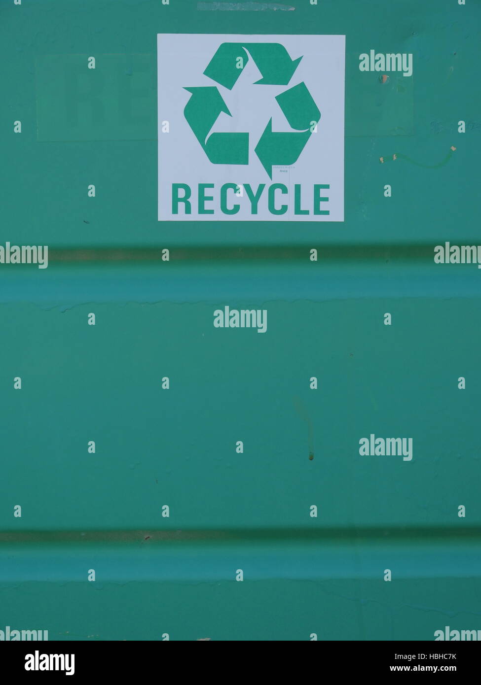 Closeup of recycle sign Stock Photo Alamy