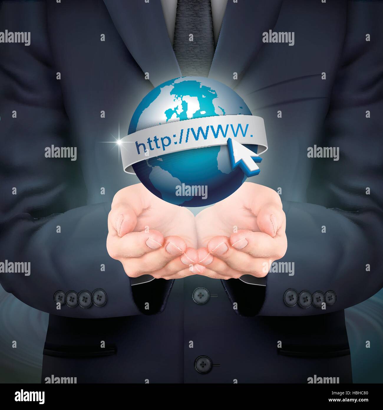 close-up look at businessman holding Internet symbol Stock Vector Image ...
