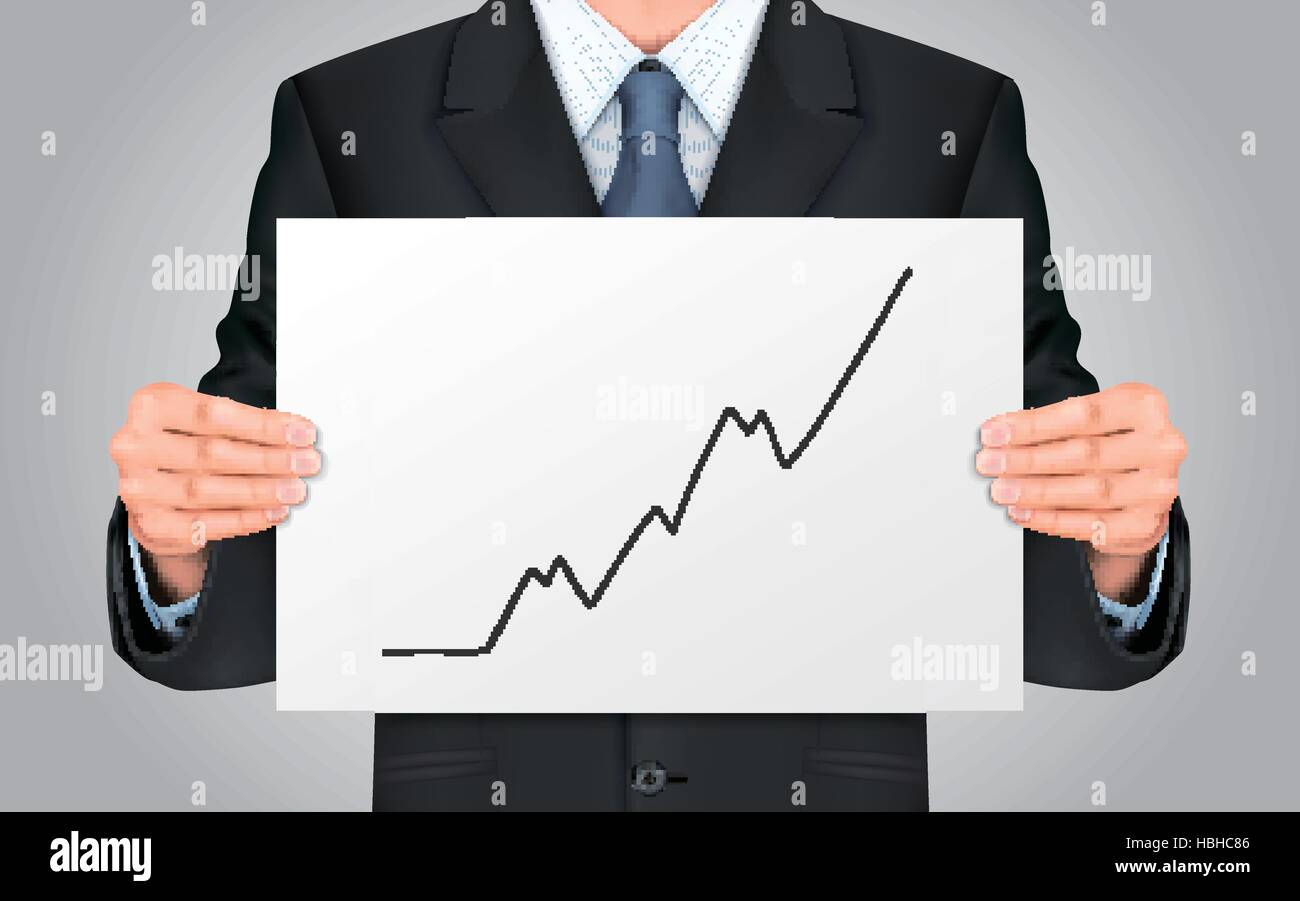 close-up look at businessman holding growing business graph Stock ...