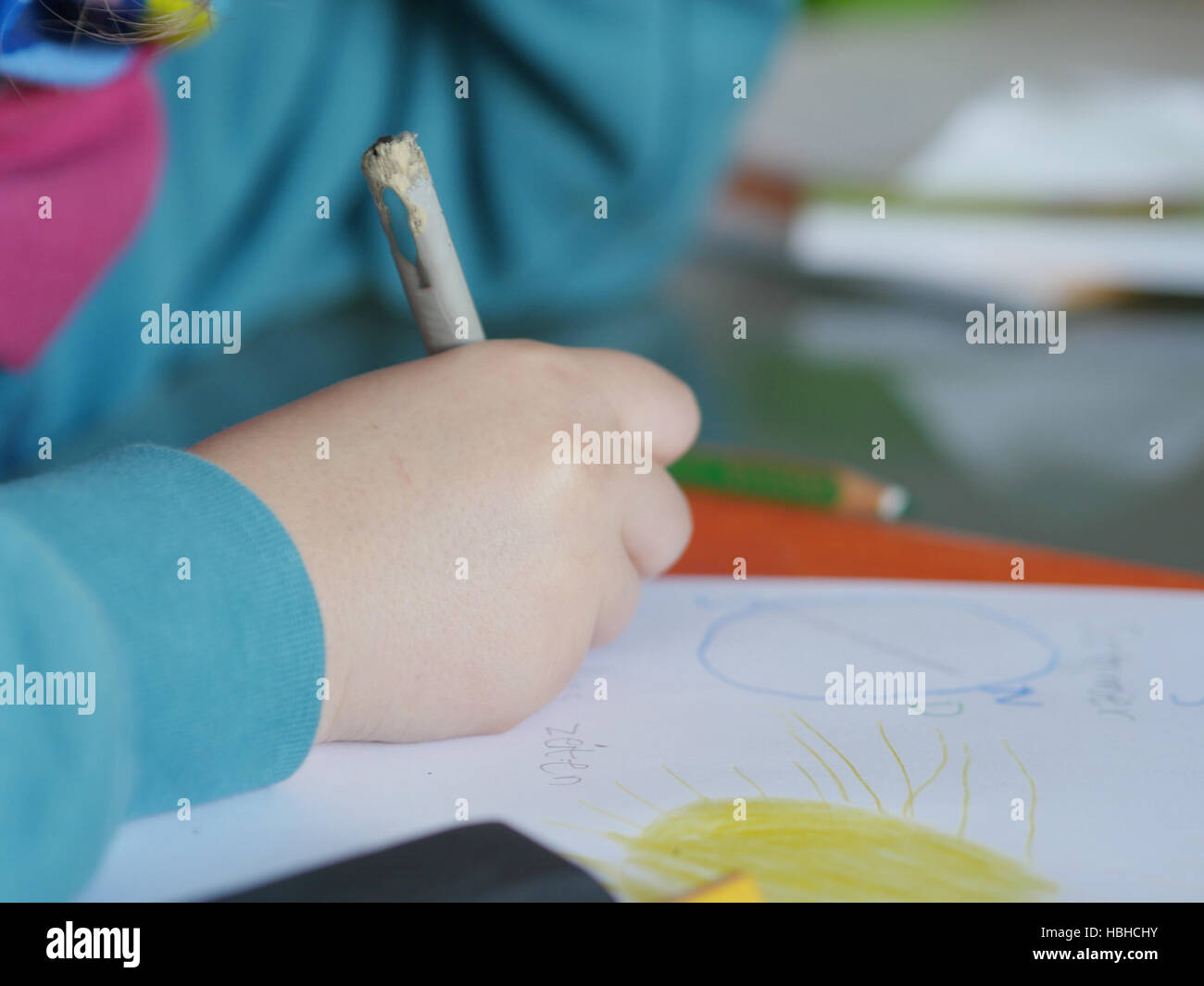 child hand writing Stock Photo